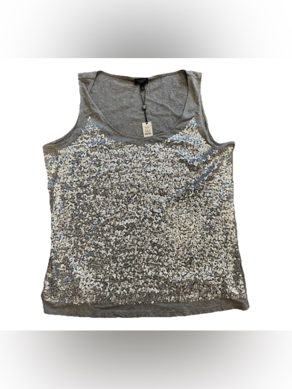 Talbots Woman Sequin Tank Top Gray Plus Size 2X NWT Sparkle Glitter Blouse New